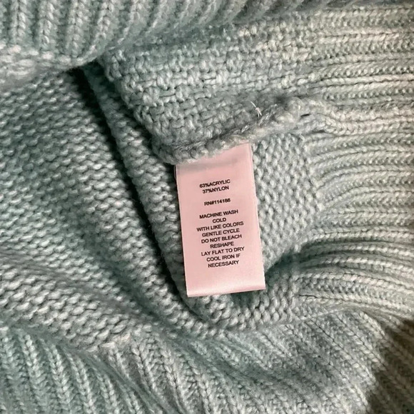 Retrology Women's Mint Green Chunky Cable Knit Mock Turtle Neck Sweater Size L - Picture 9 of 10